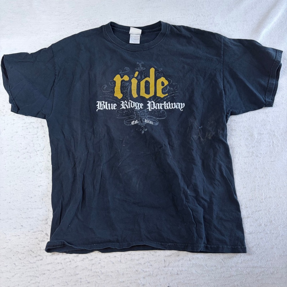 Ouray Sportswear Blue Ridge Parkway T Shirt Mens XL Black Graphic Ride Souvenir